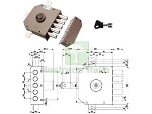 Serratura Quintuplice da Applicare Senza Scrocco a Pompa 30640 - mm.60 SX cilindro ø mm.34 (30640VS60J) — Serrature e cilindri — rif. FERX.FER49153