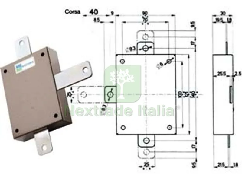 Deviatore Applicare per Serrature Quintuplici Serie 20/30 96143 - per serie 20/30 (96143V000) — Serrature e cilindri — rif. FERX.FER68543