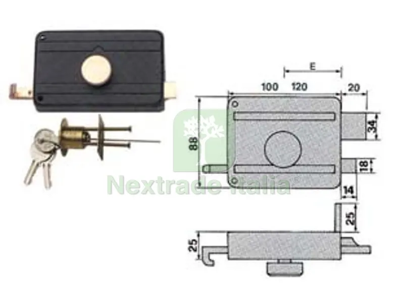 Serrature da Portoncino con Pomolo Interno Catenaccio e Scrocco 270CS - mm.60 (270/CS) — Lucchetti e catene — rif. FERX.FER11051 Serrature da Portoncino con Pomolo Interno Catenaccio e Scrocco 270CS - mm.60 (270/CS) — Lucchetti e catene — rif. FERX.FER11051