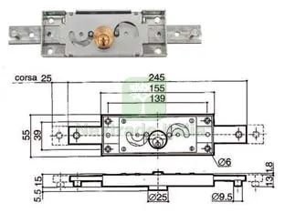 Serratura Serranda Centrale Cilindro Fisso Tondo 6211 - (6211.000) — Serrature e cilindri — rif. FERX.FER76470 Serratura Serranda Centrale Cilindro Fisso Tondo 6211 - (6211.000) — Serrature e cilindri — rif. FERX.FER76470