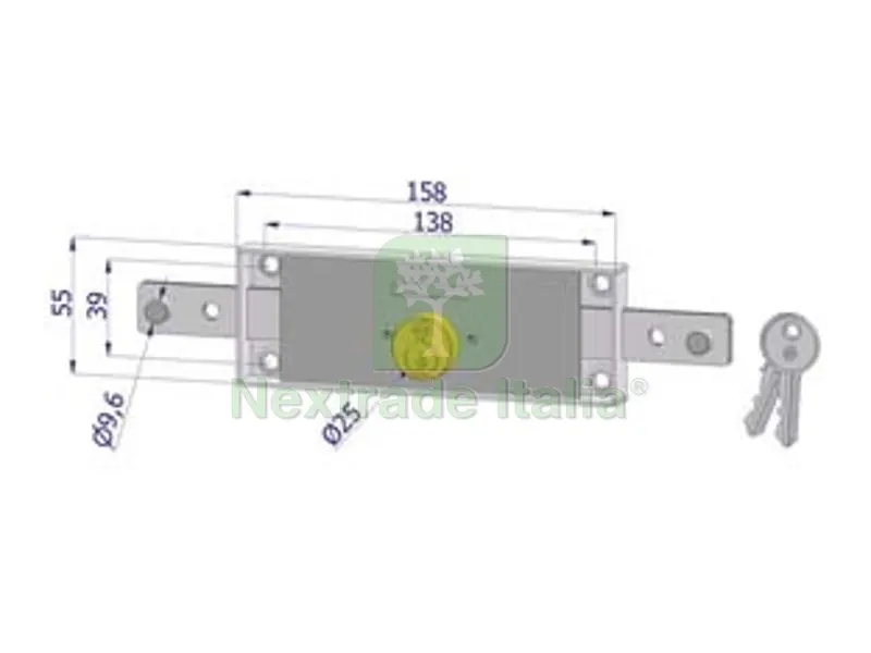 Serratura Serranda Centrale Cilindro Fisso Tondo 2260 - (2260XZB4508XX2) — Serrature e cilindri — rif. FERX.FER11020 Serratura Serranda Centrale Cilindro Fisso Tondo 2260 - (2260XZB4508XX2) — Serrature e cilindri — rif. FERX.FER11020