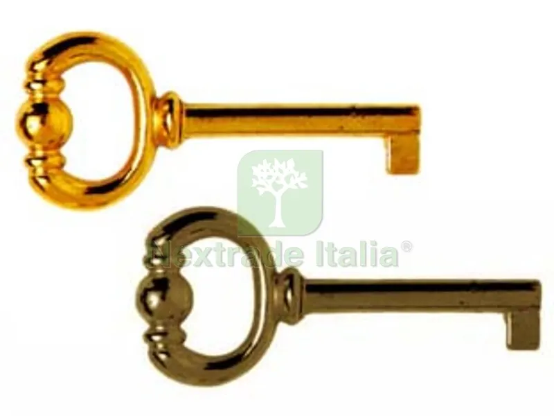 5PZ CHIAVI PER MOBILI IN ZAMA - mm.74 lunghezza gambo mm.43 - oro lucido — Serrature e cilindri — rif. FERX.FER88718