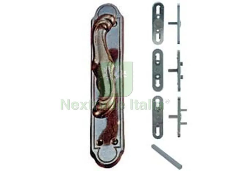 2PZ CREMONESE E MARTELLINA BAROCCO IN OTTONE - cremonesi movimento gratz con perni — Maniglie e pomelli — rif. FERX.FER351881