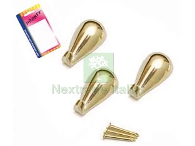 12BLISTER Ganci per Quadri a Goccia Oro in Blister - mm.27, in bl.3 pz. — Ferramenta per legno e mobili — rif. FERX.FER41645