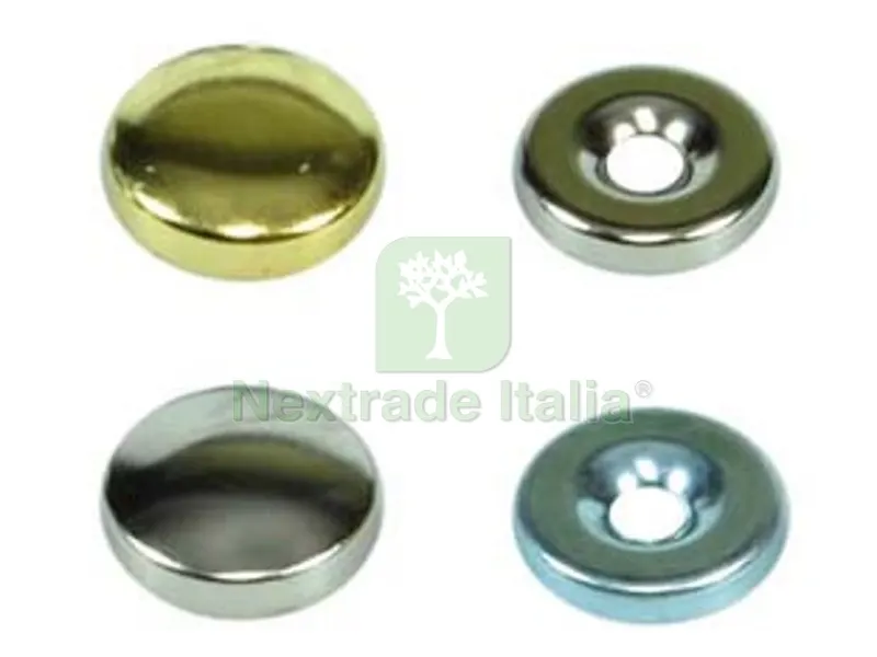 200PZ BORCHIE COPRIVITI BOMBATE - ? mm.16 ottone nichelato — Viti — rif. FERX.FER6477 200PZ BORCHIE COPRIVITI BOMBATE - ? mm.16 ottone nichelato — Viti — rif. FERX.FER6477