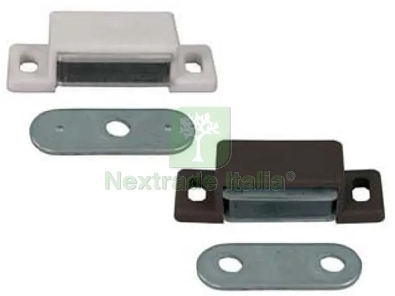 150PZ CRICCHETTO MAGNETICO RETTANGOLARE NORMALE - mm.48x18x13h., 2 fori, in plastica marrone — Cinghie e tiranti a cricchetto — rif. FERX.FER6019