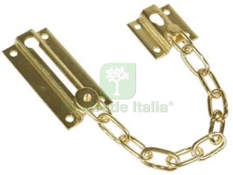 12PZ Fermaporte con Catena di Sicurezza in Acciaio Ottonato - mm.150 — Ferramenta porte e finestre — rif. FERX.FER9904