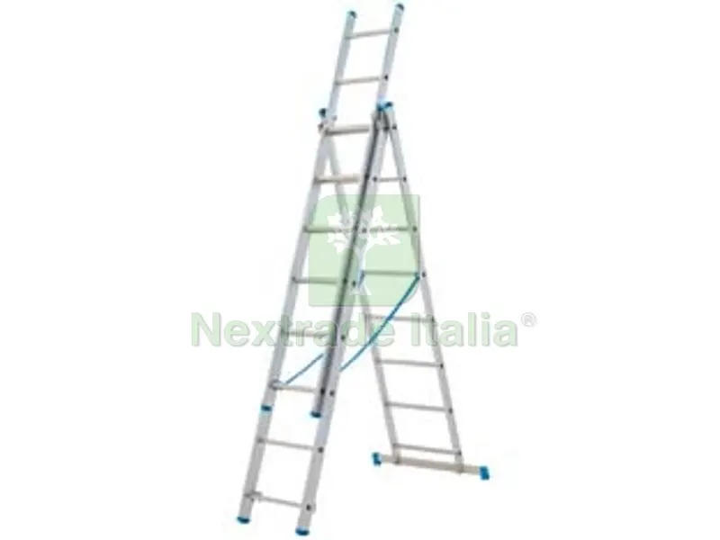 scala stilo alluminio tripla/estensibile gr en 131 - 3x9 gr. cm.258-594h. kg.16 base cm.98 (sl260-3) — Utensili muratura — rif. FERX.FER635
