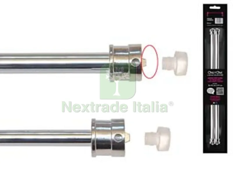 10BLISTER COPPIA ASTINE UNIVERSALI BREVETTATE ONLY ONE CROMO cm.37-63 in blister — Tende e zanzariere — rif. FERX.FER9089