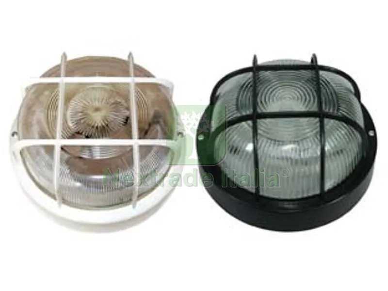 2PZ PLAFONIERA TONDA CON GABBIA - max 40w IP44 - ø 185x105h. colore nero — Illuminazione — rif. FERX.FER3926