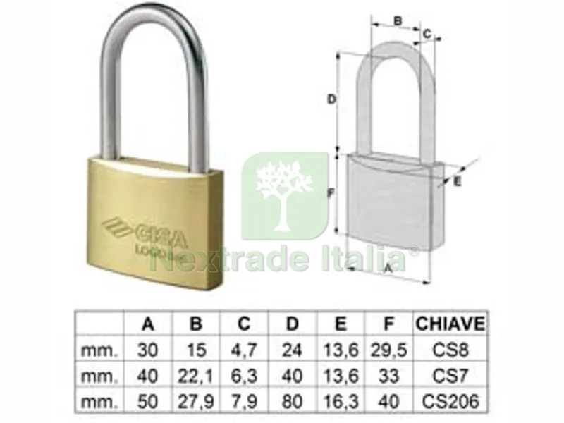 6PZ lucchetto logo ottone arco lungo 21011 - mm.50 (art.21011500) — Lucchetti e catene — rif. FERX.FER6743 6PZ lucchetto logo ottone arco lungo 21011 - mm.50 (art.21011500) — Lucchetti e catene — rif. FERX.FER6743