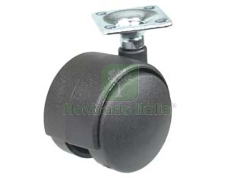 20PZ RUOTE DOPPIE IN NYLON CON PIASTRA - ? mm.50 piastra mm.36x36 — Ferramenta per legno e mobili — rif. FERX.FER23795