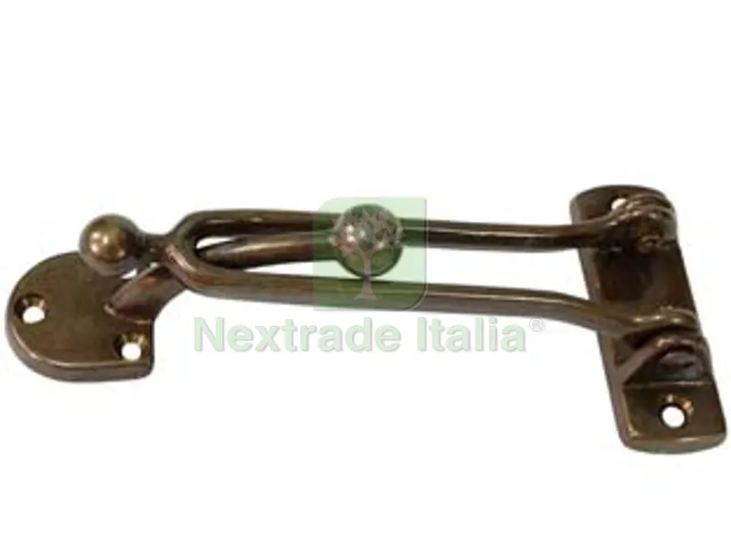 3PZ Fermaporte con Gancio in Ottone Bronzato - mm.130x60h. — Ferramenta porte e finestre — rif. FERX.FER9898