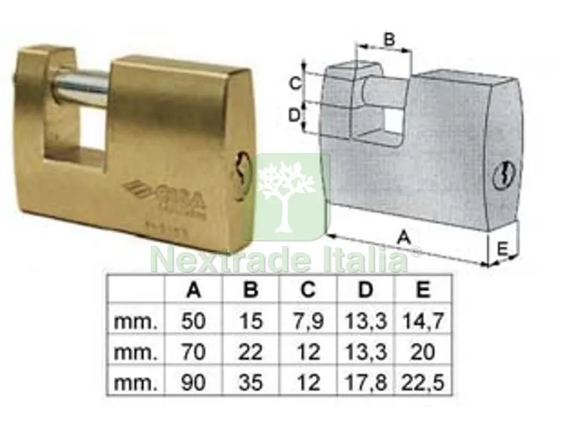 lucchetto rettangolare in ottone 21610 - mm.50 (art.21610500) — Lucchetti e catene — rif. FERX.FER102438 lucchetto rettangolare in ottone 21610 - mm.50 (art.21610500) — Lucchetti e catene — rif. FERX.FER102438