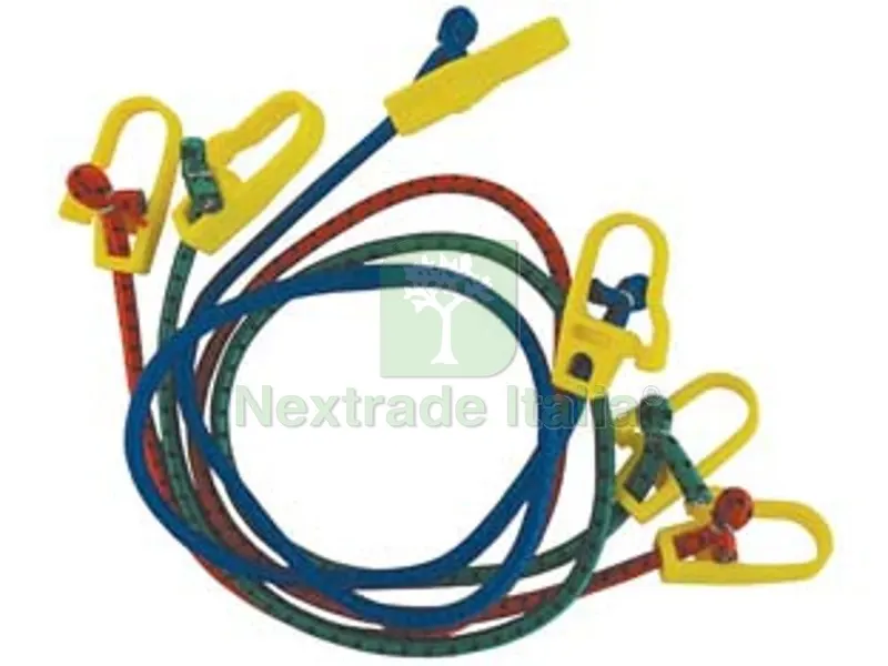 10PZ Corda Elastica Allacciabagagli con Ganci in PVC - ? mm.8x150cm. — Tempo libero outdoor — rif. FERX.FER13116