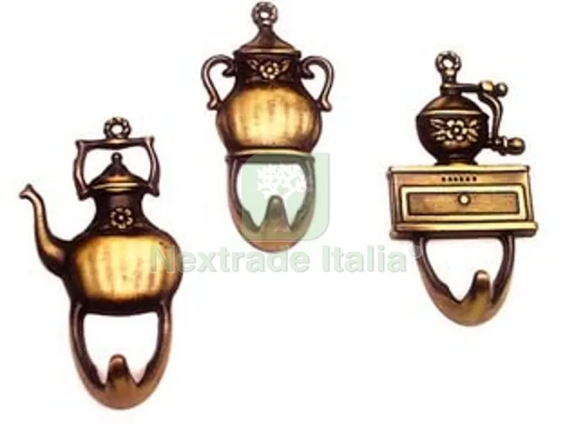 30PZ Ganci in Metallo Adesivi Bobby Assortiti Bronzo Sfumato - mm.40x60h. — Ferramenta per legno e mobili — rif. FERX.FER14366