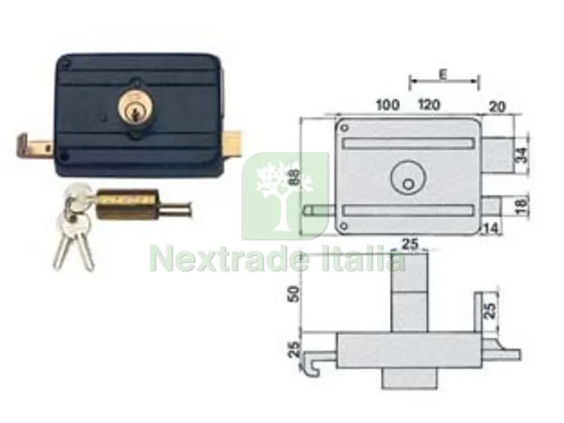 Serratura da Portoncino Catenaccio e Scrocco Doppio Cilindro Fisso 210DCF - MM.60 (210/DCF) — Lucchetti e catene — rif. FERX.FER56939 Serratura da Portoncino Catenaccio e Scrocco Doppio Cilindro Fisso 210DCF - MM.60 (210/DCF) — Lucchetti e catene — rif. FERX.FER56939
