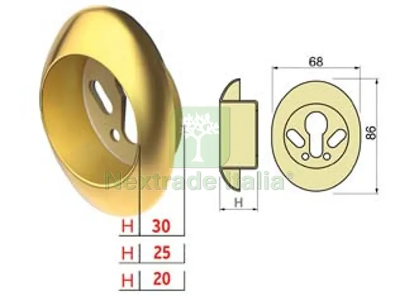 Bocchetta Antistrappo KT52 Ottonato Lucido mm.68x86x20h ø mm.50 (KT5240) — Ferramenta per legno e mobili — rif. FERX.FER18814 Bocchetta Antistrappo KT52 Ottonato Lucido mm.68x86x20h ø mm.50 (KT5240) — Ferramenta per legno e mobili — rif. FERX.FER18814