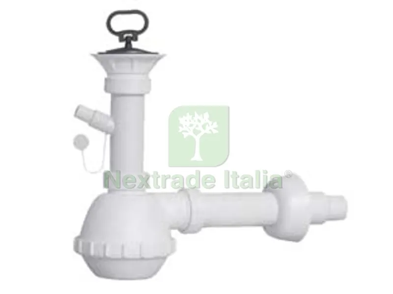 Sifone Moplen a Fiasco 1 Via con Scarico e Piletta - 1"1/2 per lavello ceramica — Scarichi e sifoni — rif. FERX.FER24990 Sifone Moplen a Fiasco 1 Via con Scarico e Piletta - 1"1/2 per lavello ceramica — Scarichi e sifoni — rif. FERX.FER24990