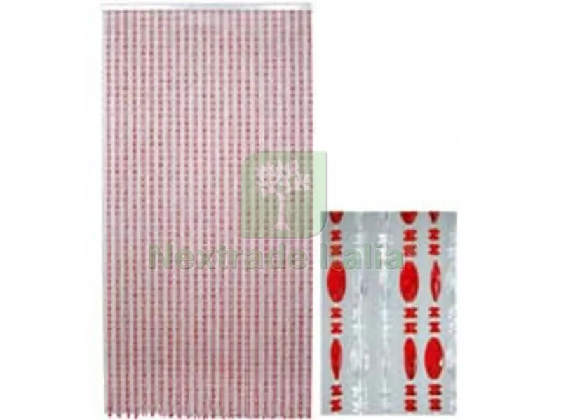 TENDA CORALLO ROSSO-CRISTALLO - 96 fili cm.120x230h. — Cristalleria e tavola — rif. FERX.FER25935