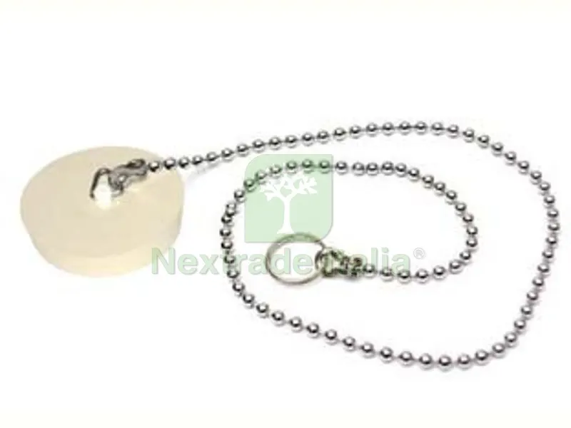 10PZ TAPPO IN GOMMA BIANCA CON CATENA - ? mm.40 — Scarichi e sifoni — rif. FERX.FER26468