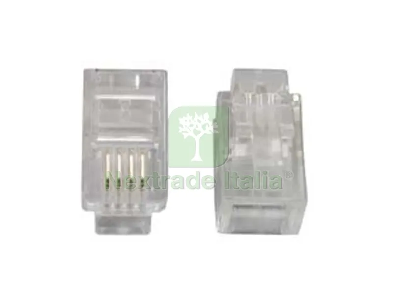 100PZ SPINA MODULARE PASSO 4/4 RJ11 TRASPARENTE — Misurazione e taglio manuale — rif. FERX.FER28486 100PZ SPINA MODULARE PASSO 4/4 RJ11 TRASPARENTE — Misurazione e taglio manuale — rif. FERX.FER28486