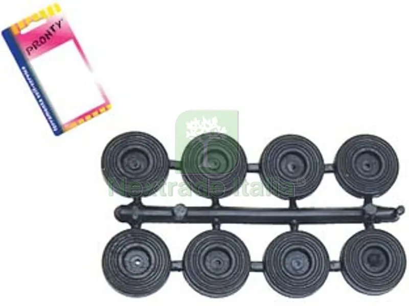 12BLISTER Paracolpi Sottosedie Bassi in Plastica Neri - ? mm.25x5h., in bl. pz.8 — Ferramenta per legno e mobili — rif. FERX.FER28608