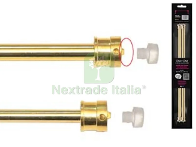 10BLISTER COPPIA ASTINE UNIVERSALI BREVETTATE ONLY ONE ORO cm.37-63 in blister — Tende e zanzariere — rif. FERX.FER31493