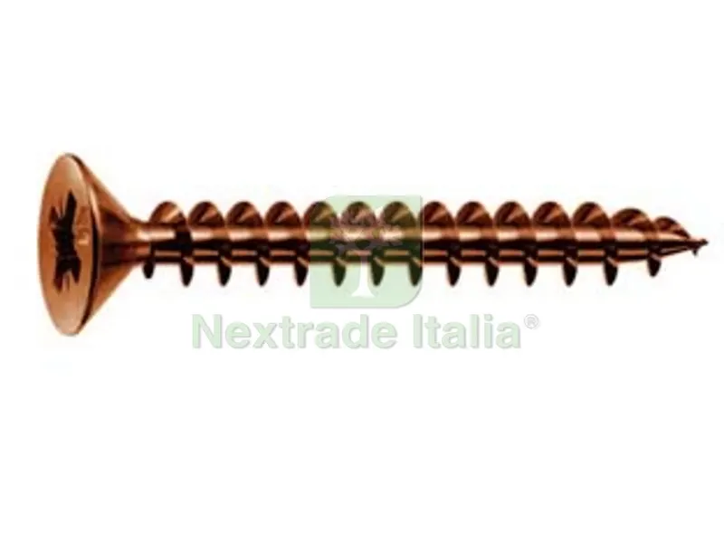 200PZ VITI PANEL-VIT TESTA SVASATA PIANA ACCIAIO BRONZATO - ? mm.5x50 — Viti — rif. FERX.FER45995 200PZ VITI PANEL-VIT TESTA SVASATA PIANA ACCIAIO BRONZATO - ? mm.5x50 — Viti — rif. FERX.FER45995