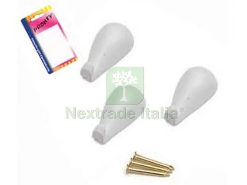 12BLISTER Ganci per Quadri a Goccia Bianchi in Blister - mm.27, in bl.3 pz. — Ferramenta per legno e mobili — rif. FERX.FER41652