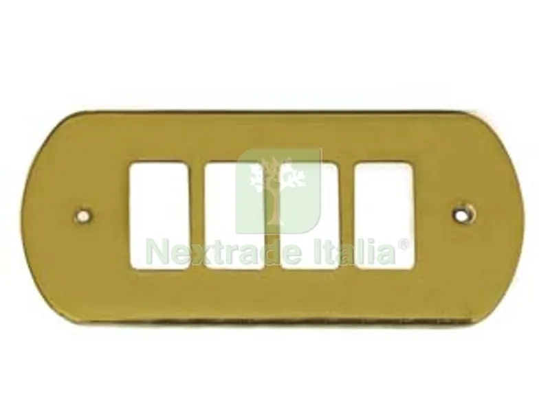 4PZ Coprinterruttori Bordo Tondo 4 Posti in Ottone Lucido - in ottone lucido — Interruttori e prese — rif. FERX.FER43625 4PZ Coprinterruttori Bordo Tondo 4 Posti in Ottone Lucido - in ottone lucido — Interruttori e prese — rif. FERX.FER43625