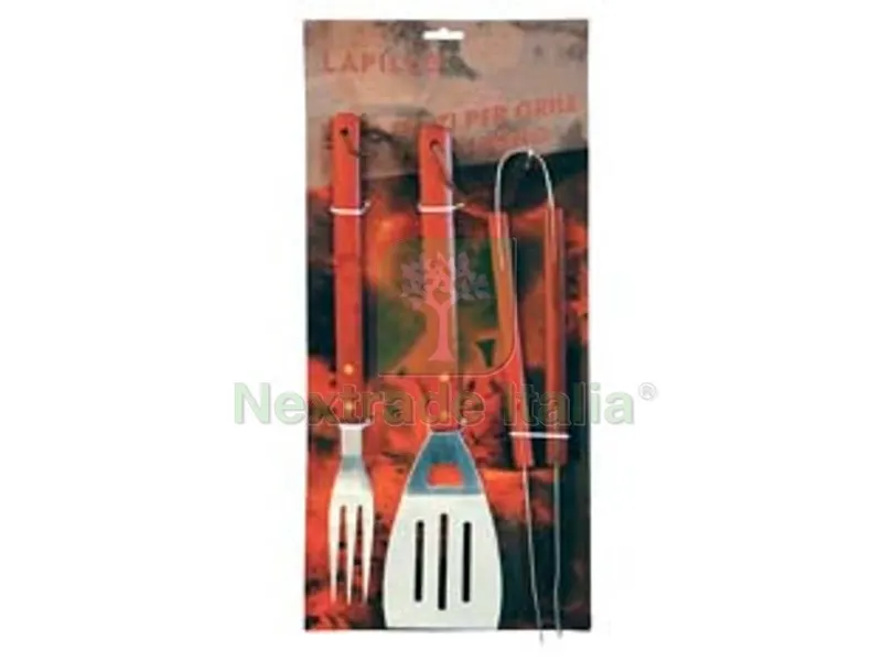 attrezzi acciaio inox per barbecue in set 3 pezzi — Tempo libero outdoor — rif. FERX.FER60202 attrezzi acciaio inox per barbecue in set 3 pezzi — Tempo libero outdoor — rif. FERX.FER60202