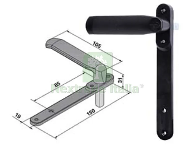 Maniglia con Placca per Serramenti Serie 086 per Cilindro a Croce — Serrature e cilindri — rif. FERX.FER63586