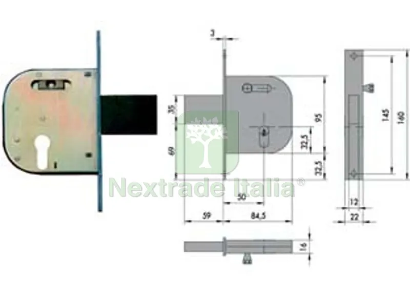 2PZ serratura infilare per cancelli catenaccio e scrocco con nottol. 42032 - mm.50 dx-sx (42032500) — Lucchetti e catene — rif. FERX.FER65382 2PZ serratura infilare per cancelli catenaccio e scrocco con nottol. 42032 - mm.50 dx-sx (42032500) — Lucchetti e catene — rif. FERX.FER65382