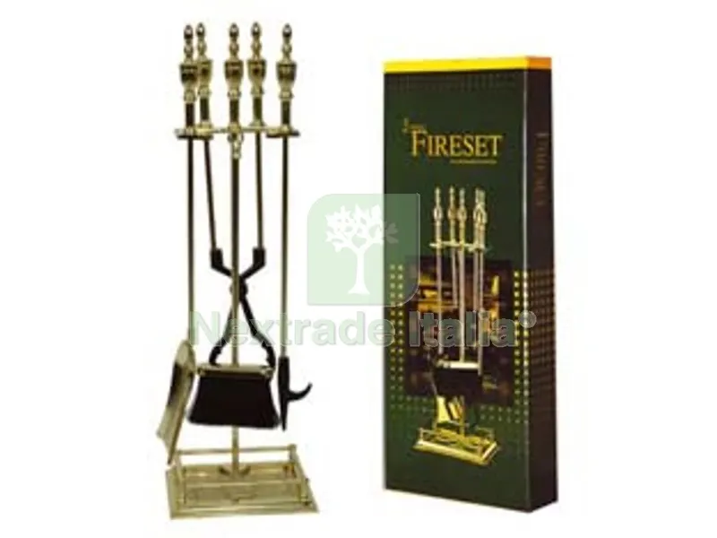 Set Attrezzi per Camino con Supporto Modello "classic" - cm.78h. — Stufe e camini — rif. FERX.FER66839