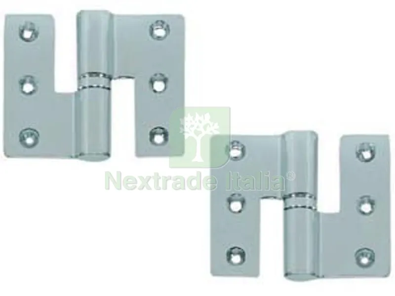 2PZ Cerniera Ascensore in Ottone Cromato - mm.65x80h. SX — Cerniere e cardini — rif. FERX.FER69939 2PZ Cerniera Ascensore in Ottone Cromato - mm.65x80h. SX — Cerniere e cardini — rif. FERX.FER69939