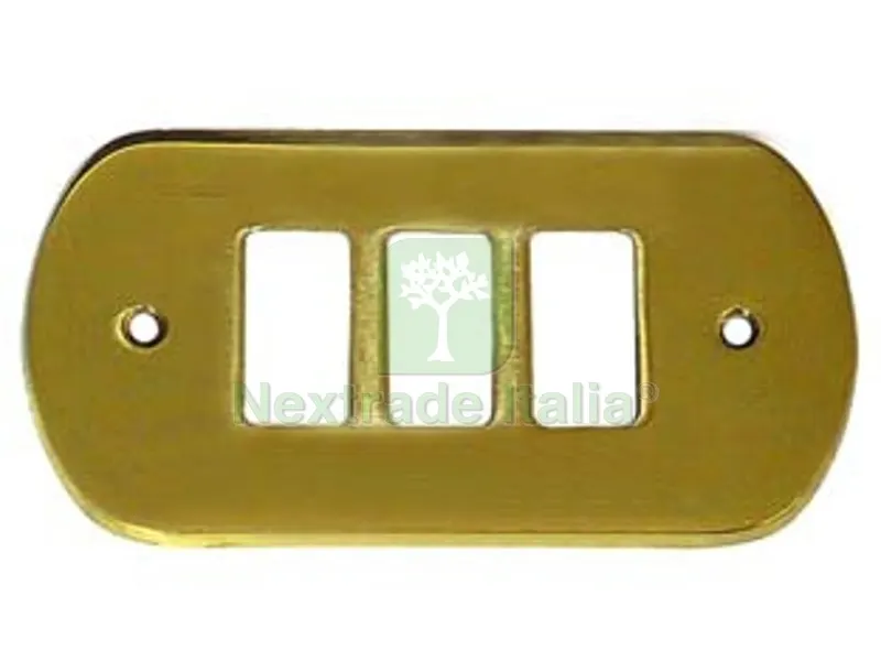 10PZ Coprinterruttori Bordo Tondo 3 Posti in Ottone Satinato - in ottone satinato — Interruttori e prese — rif. FERX.FER74285