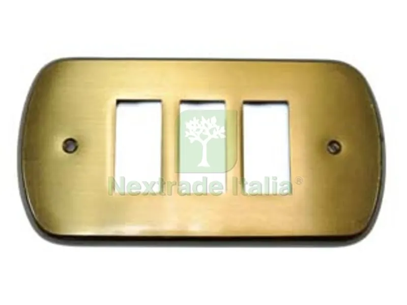 2PZ COPRINTERRUTTORI CRISTINA 3 POSTI IN OTTONE BRONZATO - in ottone bronzato — Interruttori e prese — rif. FERX.FER74315