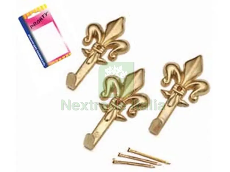 12BLISTER Ganci per Quadri Giglio Oro Grandi in Blister - mm.47, in bl.3 pz. — Ferramenta per legno e mobili — rif. FERX.FER77187