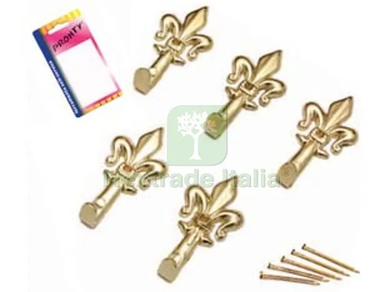 12BLISTER Ganci per Quadri Giglio Oro Piccoli in Blister - mm.33, in bl.5 pz. — Ferramenta per legno e mobili — rif. FERX.FER77194