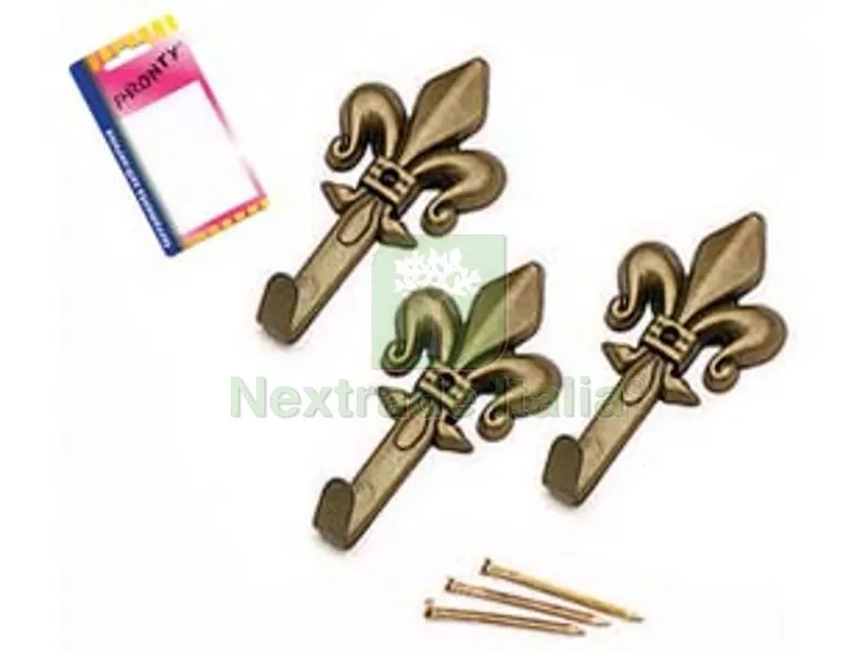 12BLISTER Ganci per Quadri Giglio Bronzo Grandi in Blister - mm.47, in bl.3 pz. — Ferramenta per legno e mobili — rif. FERX.FER77200