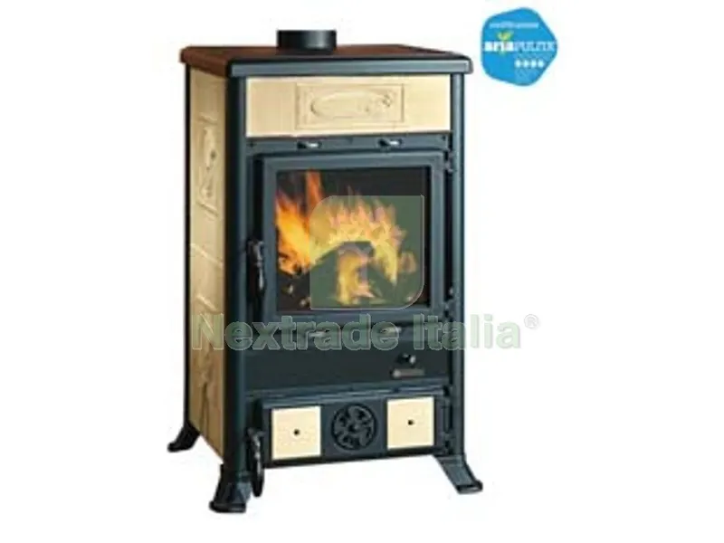 Stufa a Legna Rossella R1 BII 8,8 KW Liberty Panna - misure cm.57,8x58,6x91,5h. - peso Kg.155 — Stufe e camini — rif. FERX.FER79334