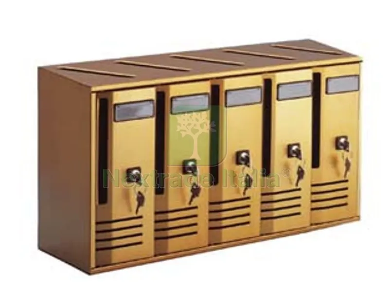 Blocchiera Serie Cubo 5 Cassette Postali per Interni - cm.52x17,5x30h. in alluminio anodizzato bronzo — Arredo — rif. FERX.FER80941