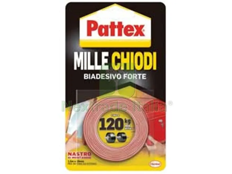 3BLISTER PATTEX NASTRO BIADESIVO MILLECHIODI TAPE - mm.19h. in rotoli da mt.1,5 — Adesivi e sigillanti — rif. FERX.FER84048 3BLISTER PATTEX NASTRO BIADESIVO MILLECHIODI TAPE - mm.19h. in rotoli da mt.1,5 — Adesivi e sigillanti — rif. FERX.FER84048