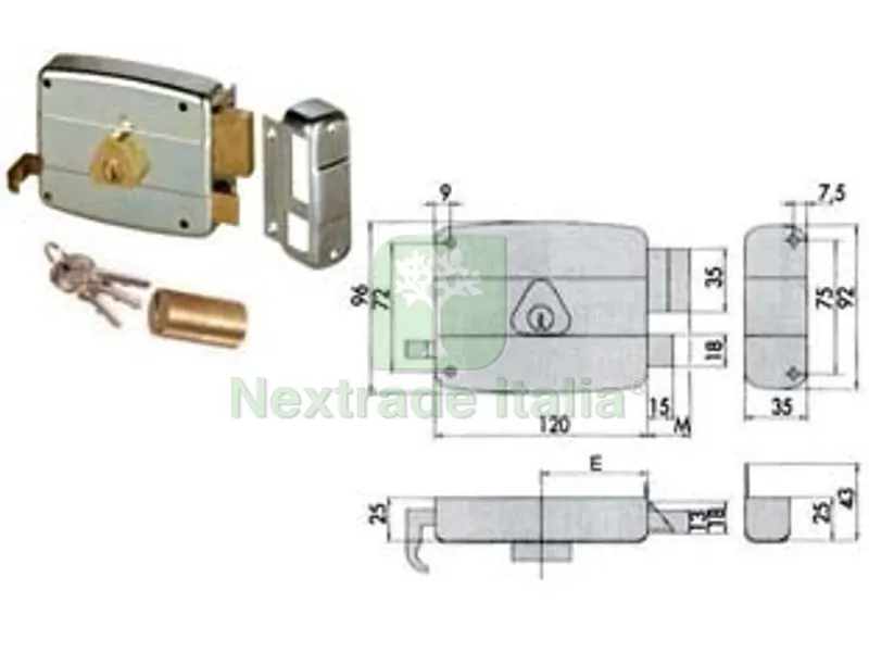 serratura applicare catenaccio e scrocco doppio cilindro fisso 50421 - mm.60 dx (50421601) — Lucchetti e catene — rif. FERX.FER86042 serratura applicare catenaccio e scrocco doppio cilindro fisso 50421 - mm.60 dx (50421601) — Lucchetti e catene — rif. FERX.FER86042