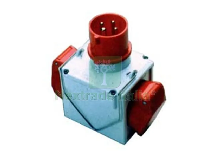ADATTATORE INDUSTRIALE 380V CON SPINA E 2 PRESE CEE IP44 - 16A colore rosso 73111 — Interruttori e prese — rif. FERX.FER87292
