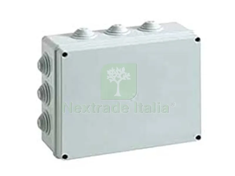 2PZ Scatola Stagna Rettangolare con Coperchio e 12 Passacavi IP65 - mm.240x190x90h. (010) — Minuteria metallica — rif. FERX.FER87704 2PZ Scatola Stagna Rettangolare con Coperchio e 12 Passacavi IP65 - mm.240x190x90h. (010) — Minuteria metallica — rif. FERX.FER87704