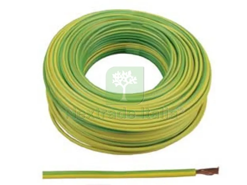 100MT CAVO ELETTRICO UNIPOLARE ANTIFIAMMA GIALLO/VERDE - 1x mmq.4 colore giallo/verde — Cavi e fili — rif. FERX.FER91930