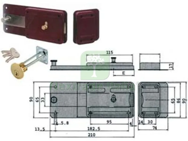 ferroglietto con catenaccio 6 mandate cilindro staccato 55051 - mm.60 (55051601) — Lucchetti e catene — rif. FERX.FER91688 ferroglietto con catenaccio 6 mandate cilindro staccato 55051 - mm.60 (55051601) — Lucchetti e catene — rif. FERX.FER91688