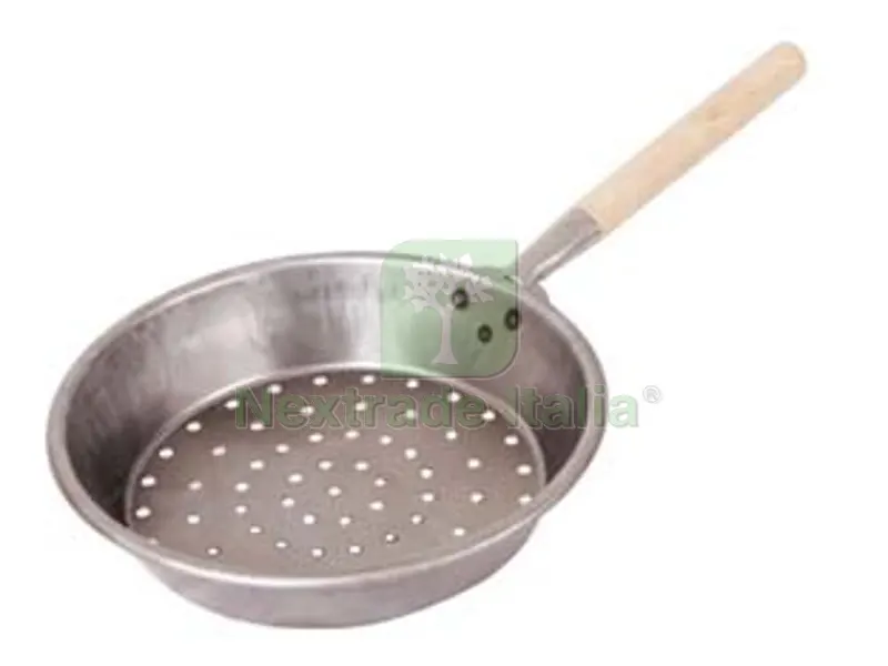 5PZ Padella per Castagne con Manico in Legno - ? cm.30 — Attrezzi da giardino — rif. FERX.FER97390
